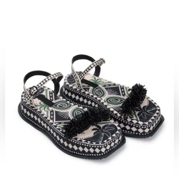 FARM Rio Shoes - Farm Rio Floral Print Platform Sandals(Size 8)
